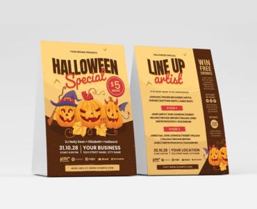 Halloween Party Flyer Template for Children (PSD & Vector)