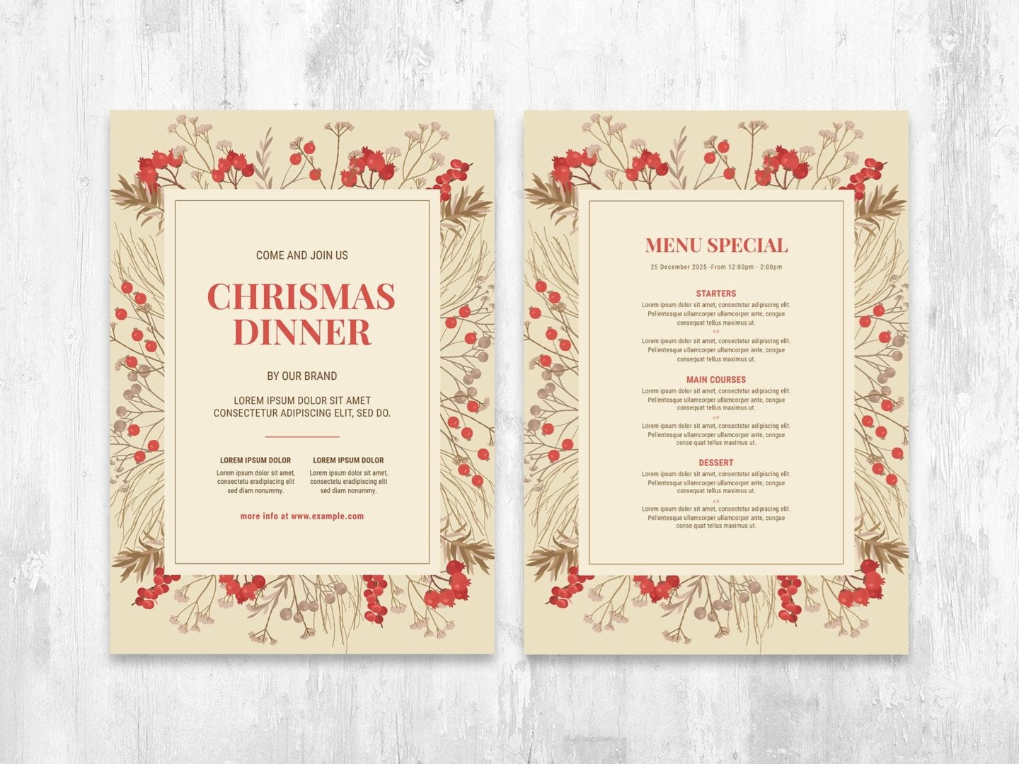 Christmas Menu Poster Template for Adobe Photoshop