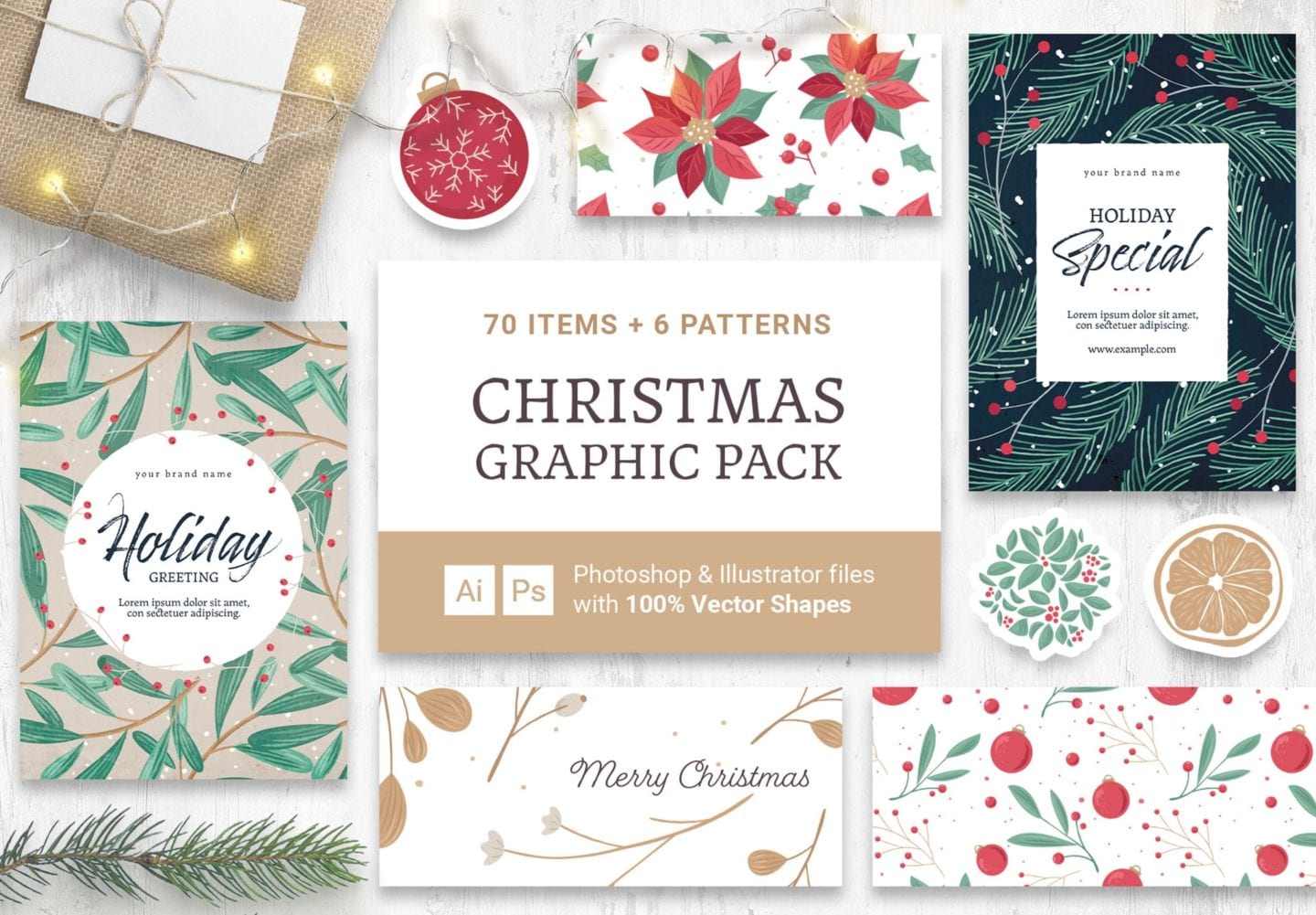 Festive Christmas Vector Clipart for Photoshop & Illustrator