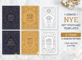 Ornate NYE Flyer & Postcard Templates (PSD & Vector)
