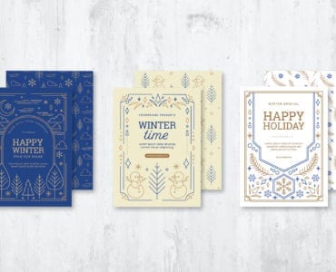 Ornate Winter Card Templates for Photoshop & Illustrator