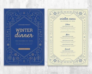 Ornate Winter Menu Template in PSD & Vector, for Photoshop & Illustrator