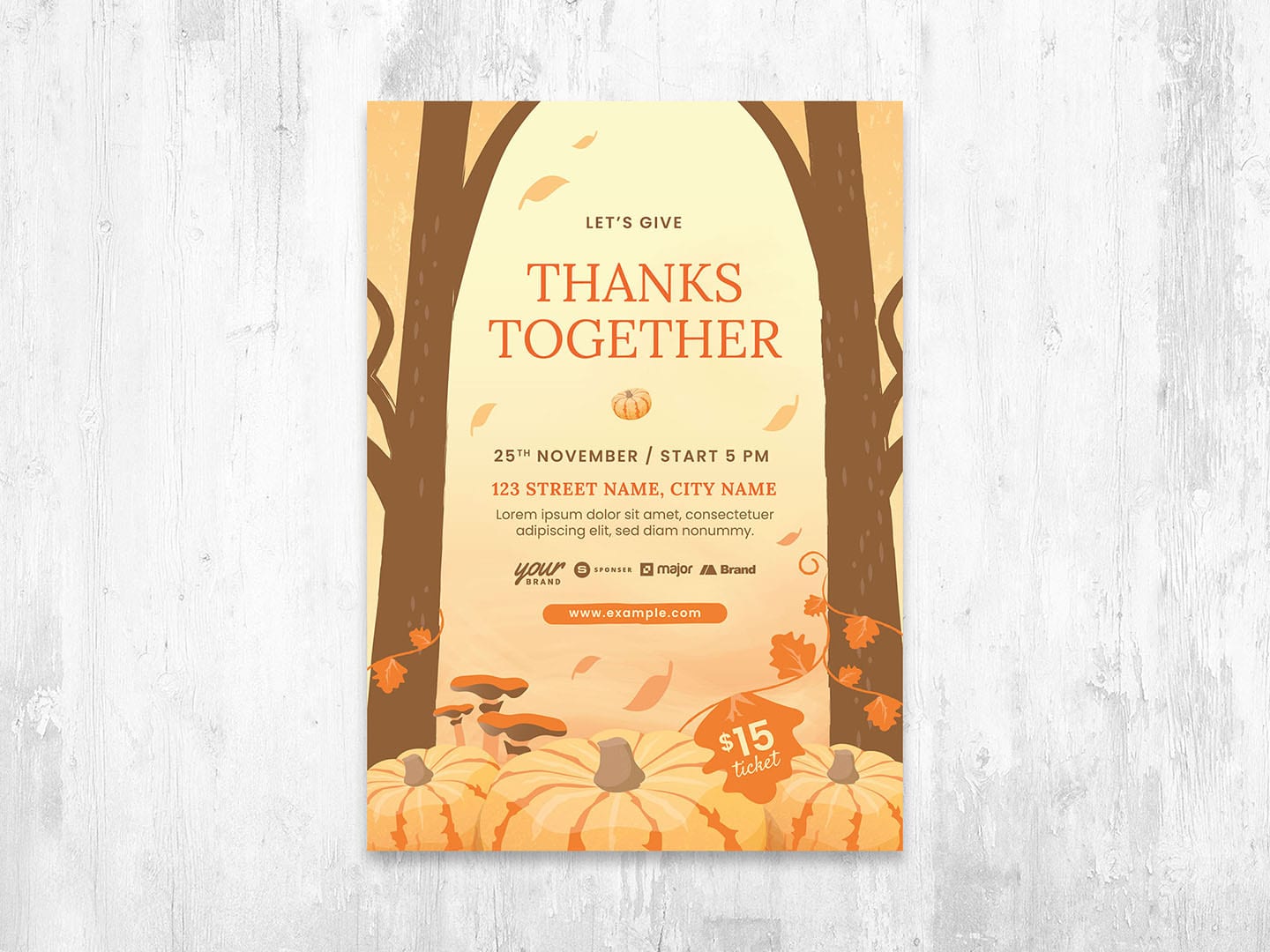 Rustic Thanksgiving Flyer Template Vector for Adobe Illustrator