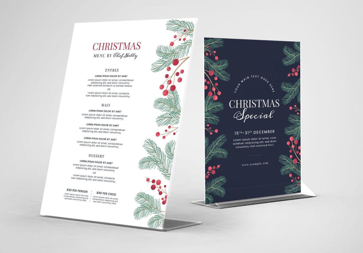 Simple Christmas Menu Poster Template [Adobe Illustrator] - BrandPacks Within Adobe Illustrator Menu Template