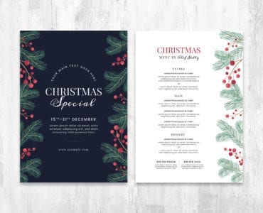 Simple Christmas Menu Poster Template for Adobe Illustrator