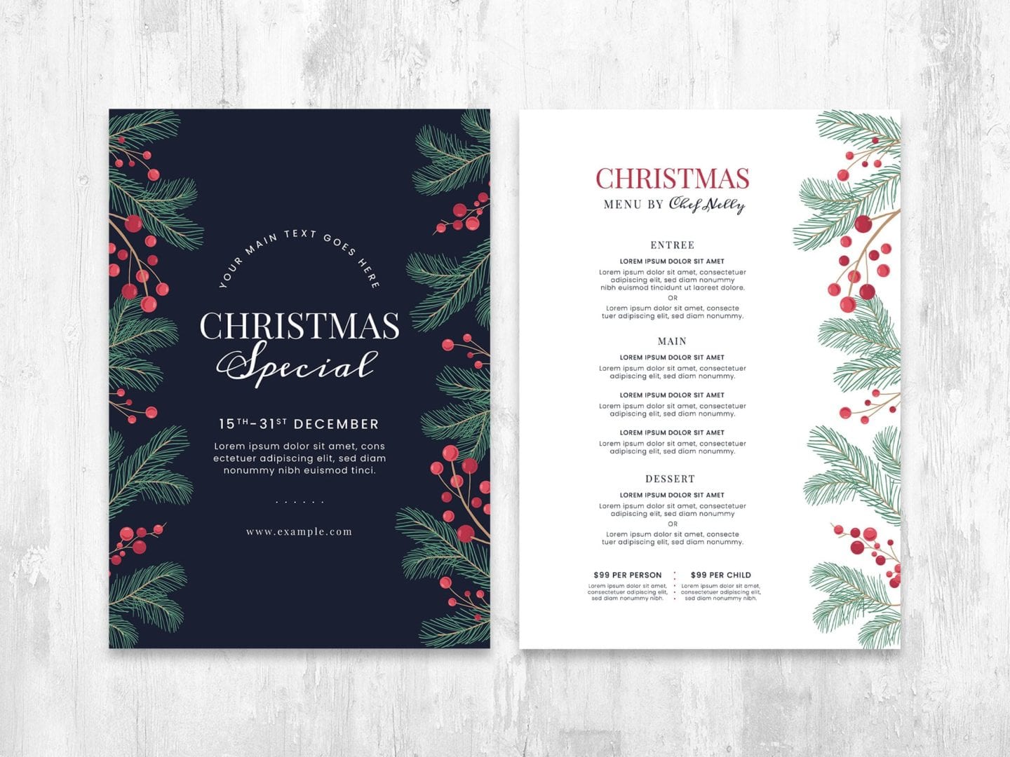 Simple Christmas Menu Poster Template [Adobe Illustrator] - BrandPacks With Regard To Adobe Illustrator Menu Template