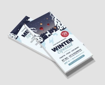 Winter Event Flyer Template, PSD & Vector, for Photoshop & Illustrator