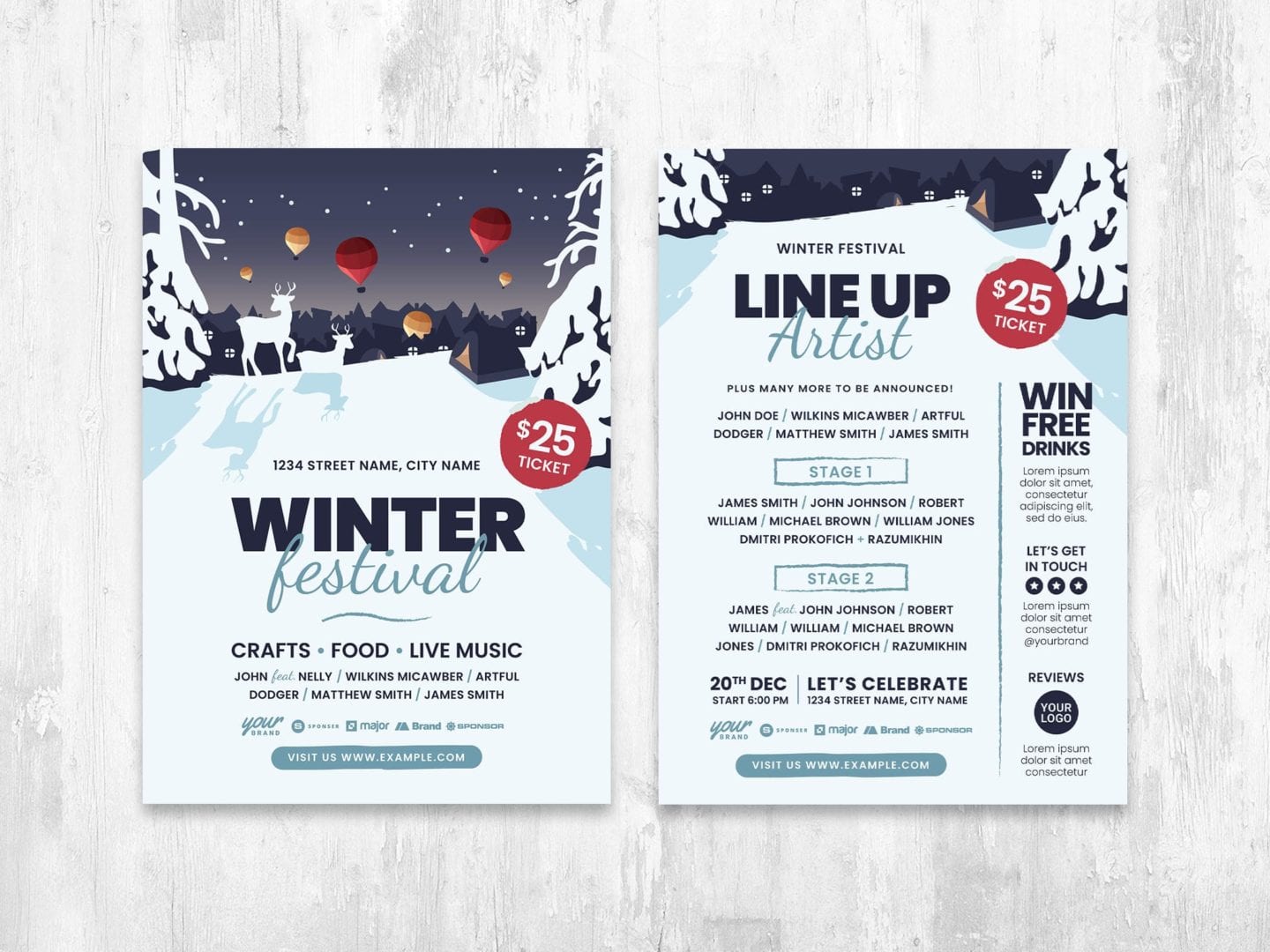 Winter Event Flyer Template [Adobe Illustrator, Ai, Vector With Regard To Adobe Illustrator Flyer Template