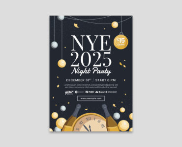 NYE Flyer Template Vector for Adobe Illustrator