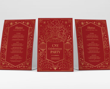 Chinese Menu Flyers with Dragon Illustrations