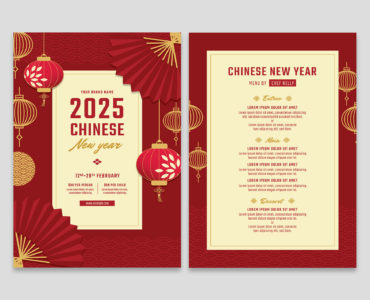 Chinese New Year Menu Template (Vector, EPS, Ai, Illustrator)