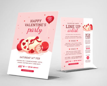 Illustrated Valentine's Day Flyer PSD & Vector