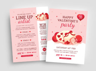 Illustrated Valentine's Day Flyer in PSD & Vector