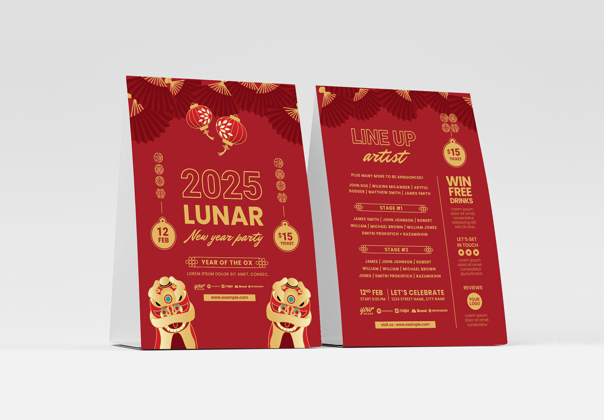 Red & Gold Chinese New Year Template in Vector / Ai / EPS / Illustrator Formats