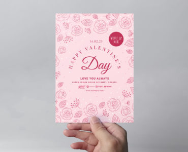 Simple Pink Valentine's Day Flyer Template (Photoshop PSD & Illustrator Ai Vector)