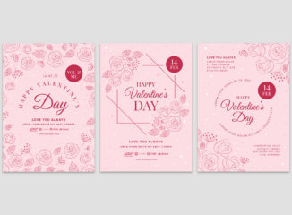 Simple Pink Valentine's Day Flyer Templates (Photoshop PSD, Illustrator Ai Vector)