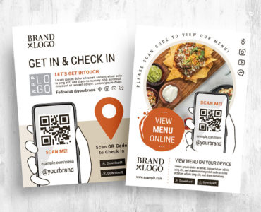 POS QR code Flyer Template in Photoshop PSD & Illustrator Vector
