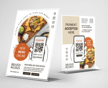 POS QR code Flyer Template in Photoshop PSD & Illustrator Vector