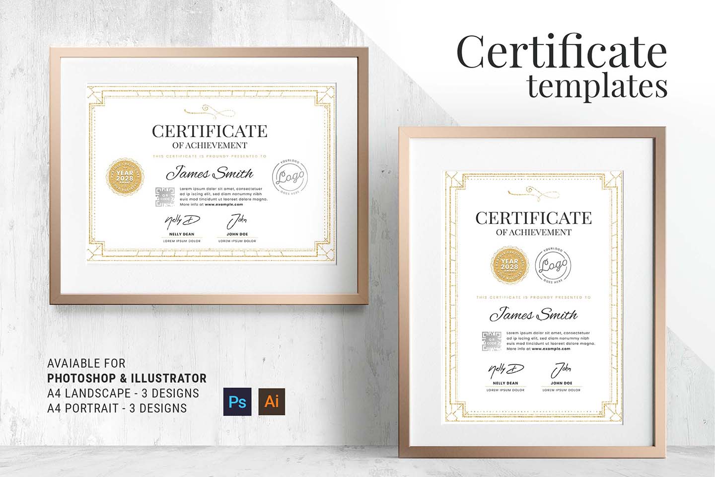Art Deco Certificate Template (PSD, Ai, Vector)