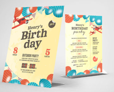 Children's Birthday Party Flyer / Invitation Template (PSD, Ai, Vector)
