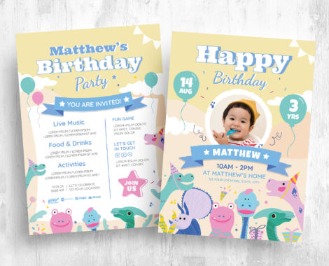 Boy's Birthday Flyer Template (PSD, Vector, Ai)