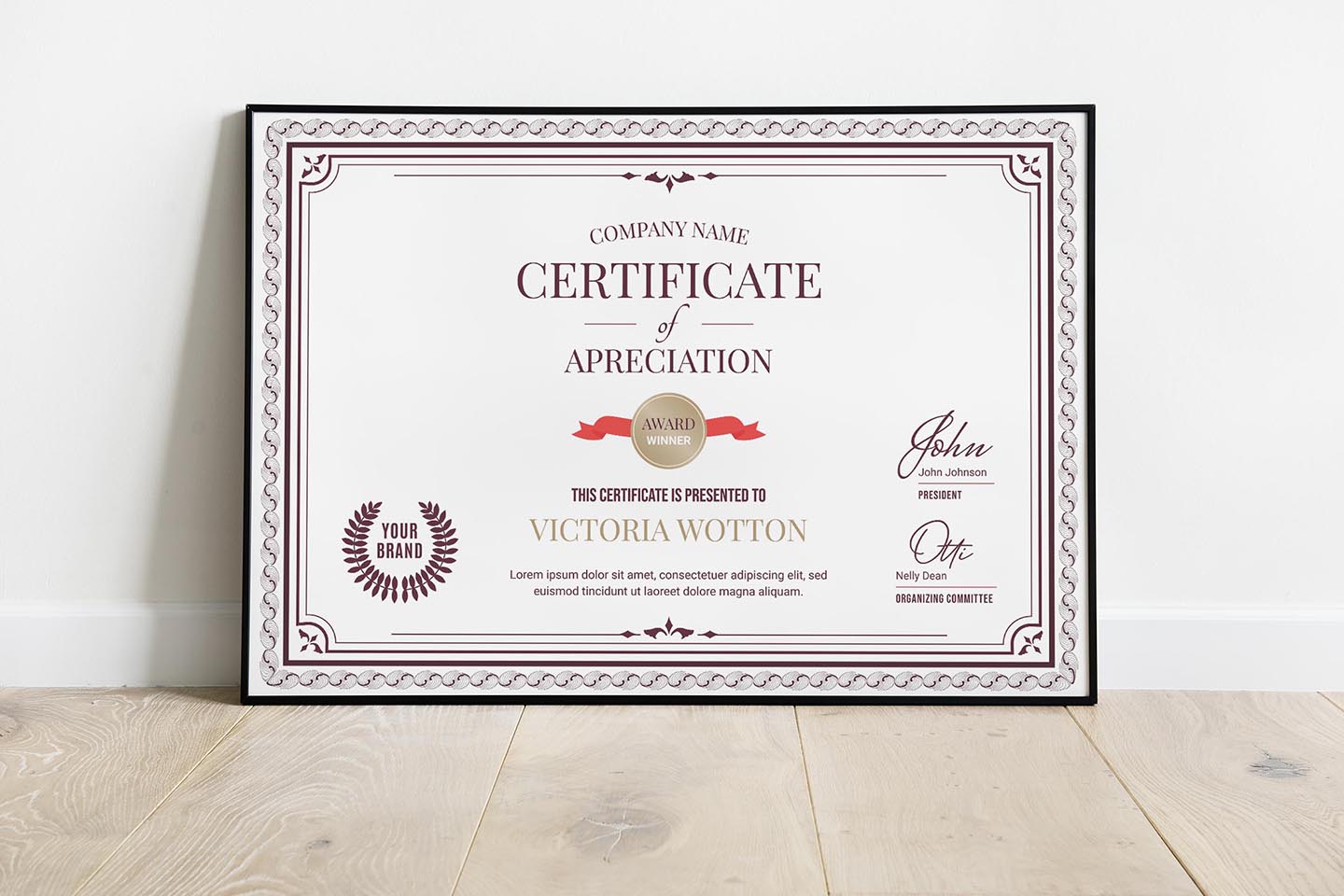 certificate photoshop template free download