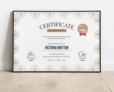 Elegant Deco Certificate Template (PSD, Ai, Vector)