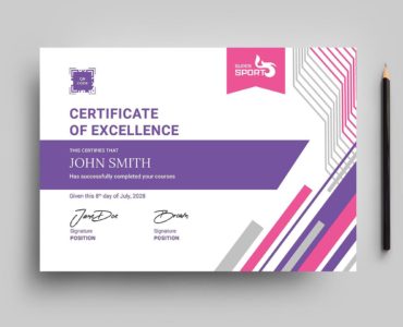Sports Fitness Certificate Template (PSD, Ai, Vector)