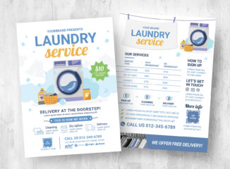 Laundry Service Laundrette Flyer Template [PSD, Ai, Vector]
