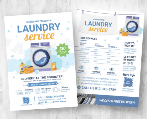 Laundry Service Laundrette Flyer Template [PSD, Ai, Vector]