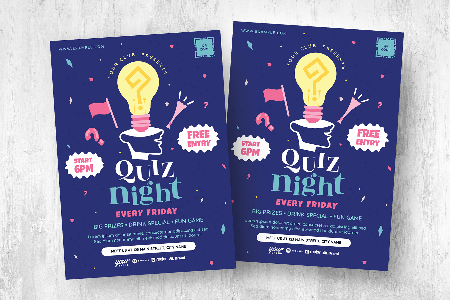 Quiz Night Flyer Template [PSD, Ai, Vector] - BrandPacks Pertaining To Free Trivia Night Flyer Template