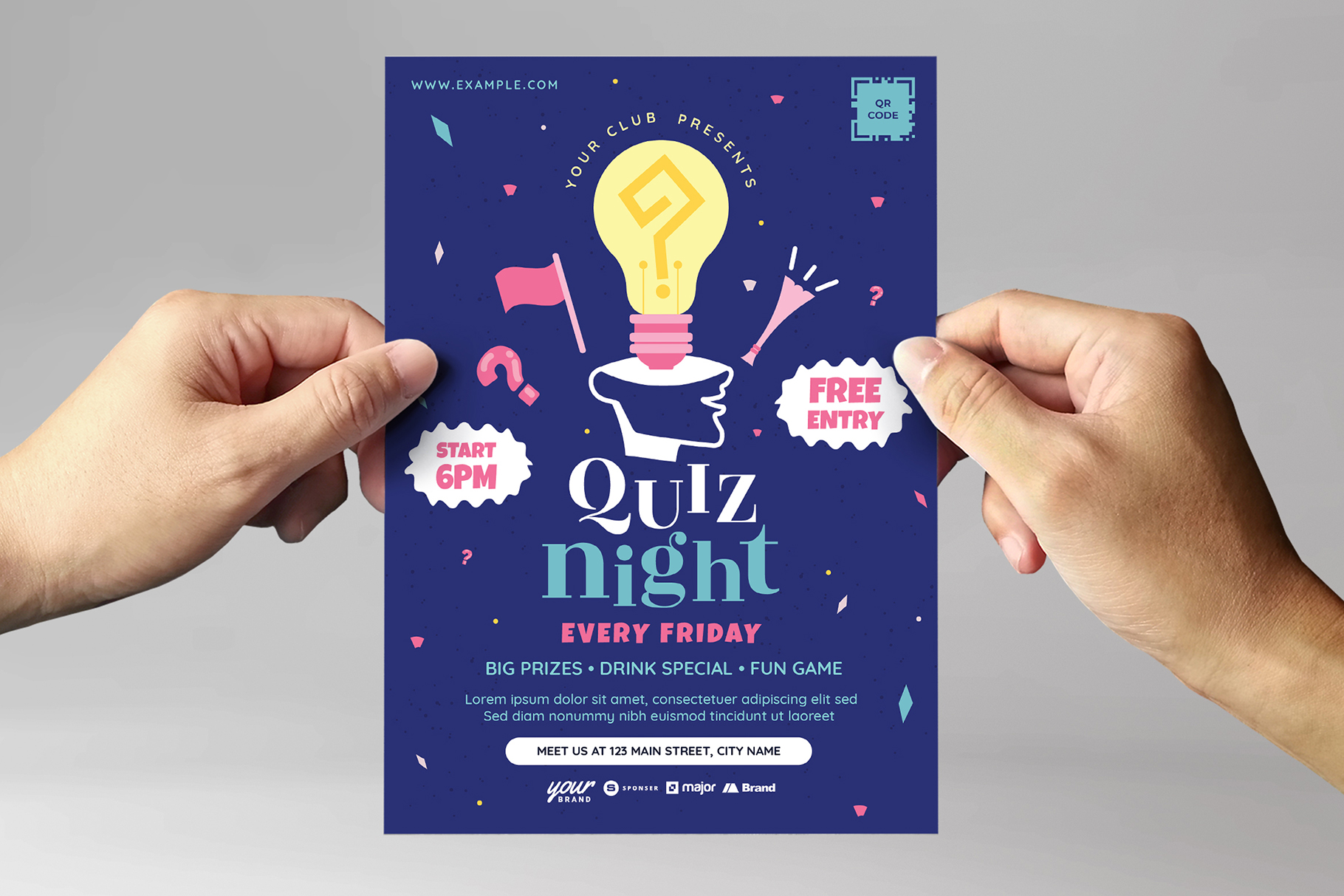 Quiz Night Flyer Template [PSD, Ai, Vector] - BrandPacks Throughout Free Trivia Night Flyer Template