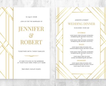 Art Deco Wedding Stationery Templates (PSD, Ai, Vector)