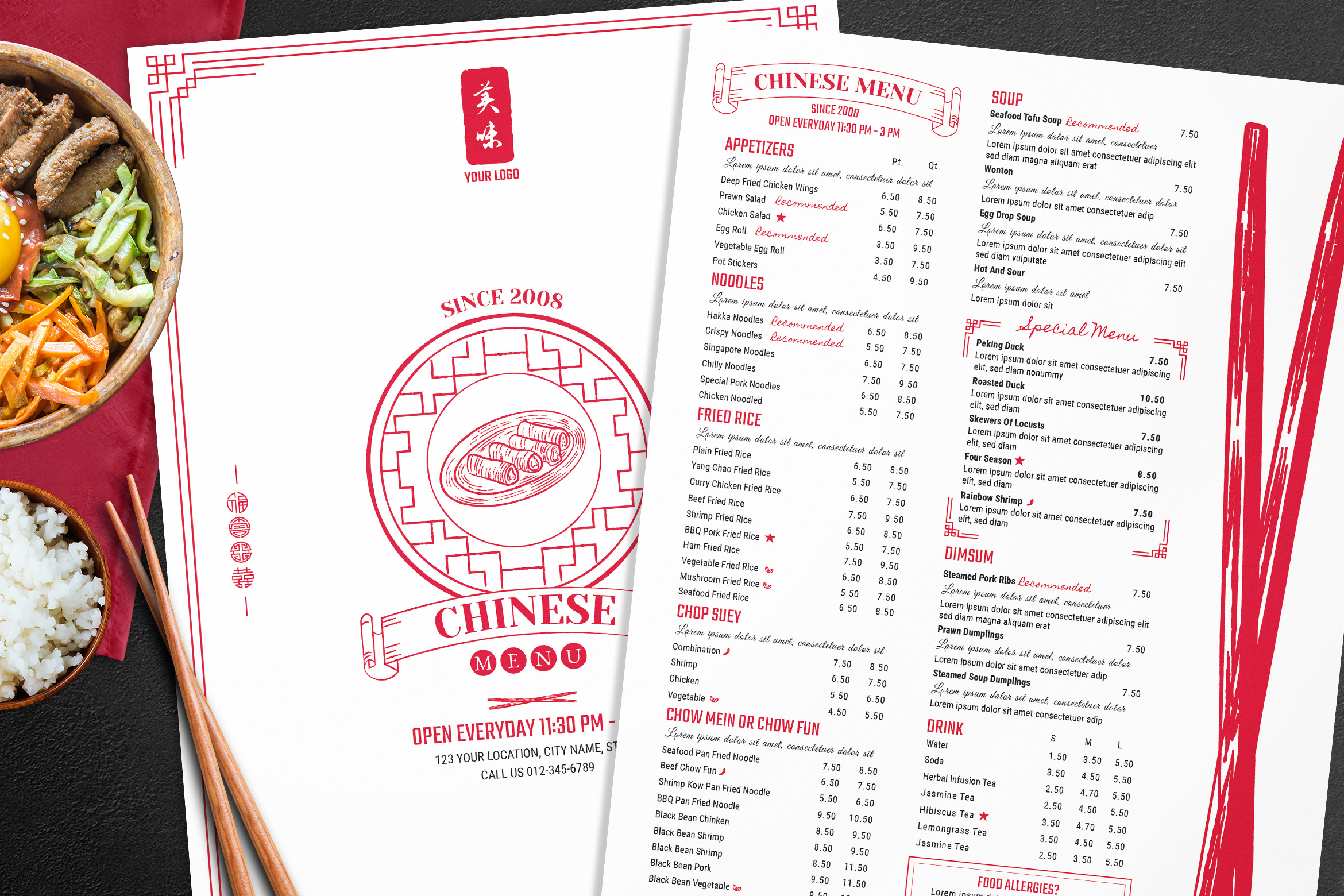 Chinese Restaurant Menu Templates [PSD, Ai, INDD] - BrandPacks For Asian Restaurant Menu Template