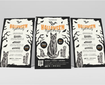 Halloween Flyer Templates with Hand Sketched Illustrations (in PSD, Ai, Vector)
