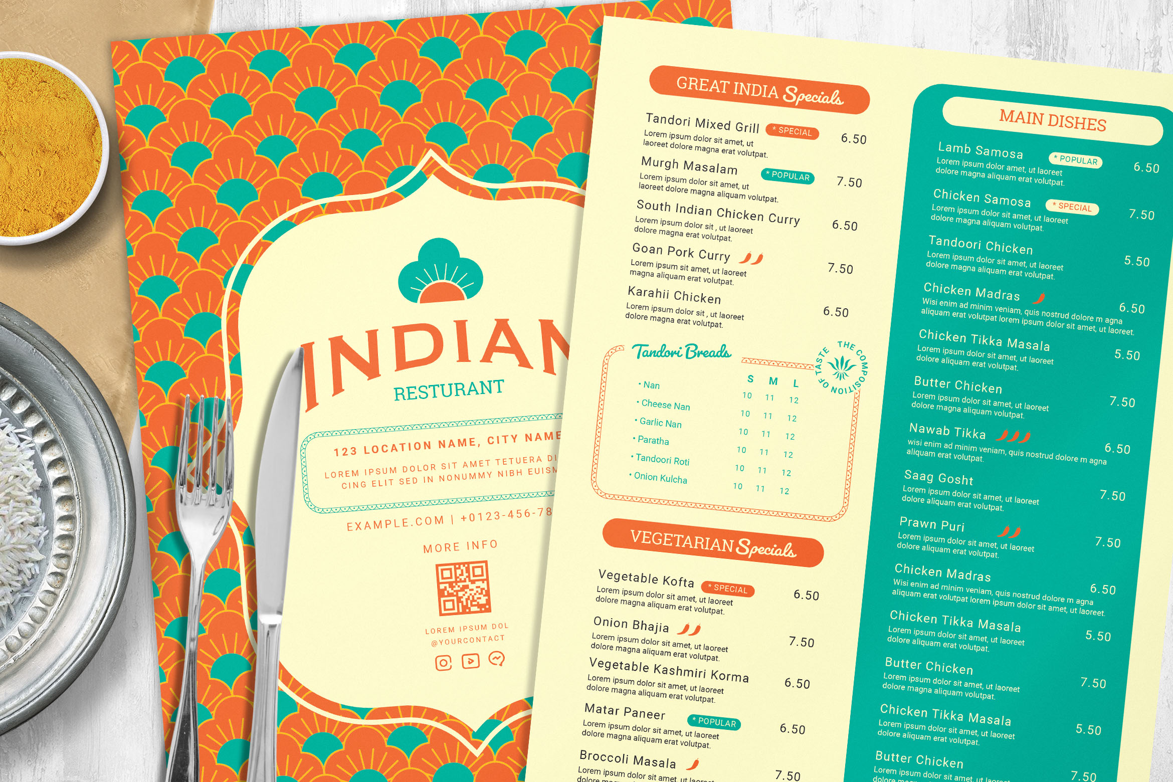 Indian Restaurant Menu Template (PSD, Ai, Vector, INDD)