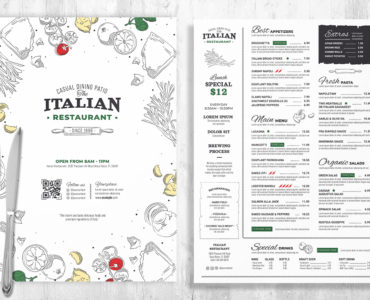 Italian Restaurant Menu Template (PSD, Ai, Vector, INDD)