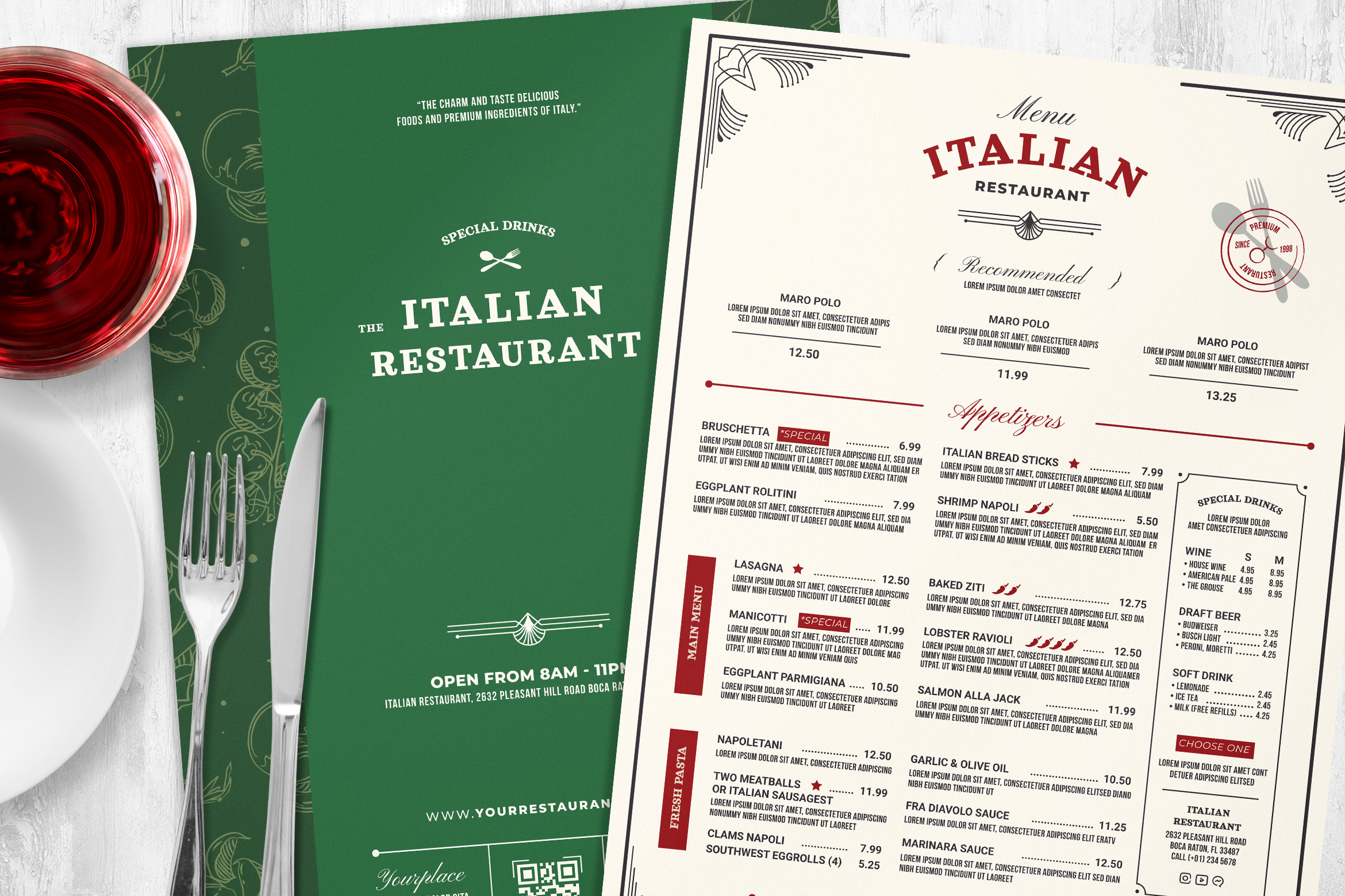 Italian Restaurant Menu Templates (PSD, Ai, Vector, INDD)