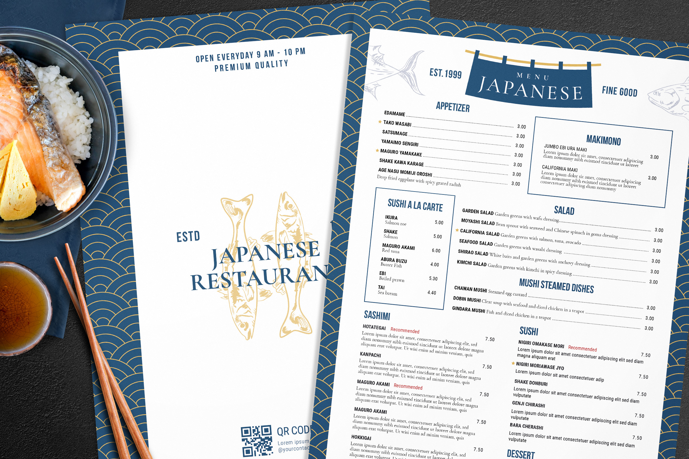 Japanese Restaurant Menu Template [PSD, Ai, INDD] - BrandPacks With French Cafe Menu Template