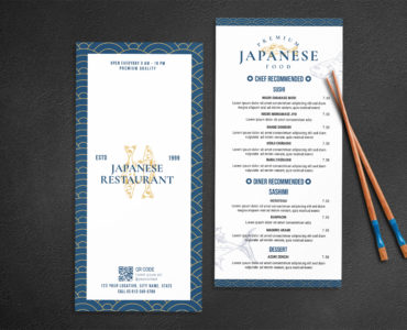 Japanese Sushi Restaurant Menu Template (PSD, Ai, Vector, INDD)
