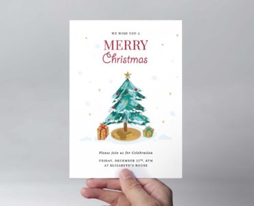 Simple Christmas Greetings Card (PSD, AI, Vector Formats)