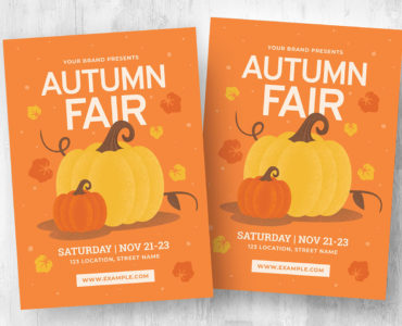 Autumn Fall Flyer Template / Greetings Card in PSD, Ai, Vector
