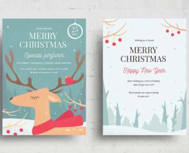 Merry Christmas Greetings Cards (PSD, AI, Vector Formats)