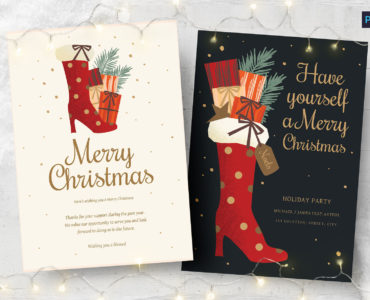 Christmas Card Flyer with Festive Stocking (PSD, AI, Vector Formats)