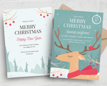 Merry Christmas Greetings Cards (PSD, AI, Vector Formats)