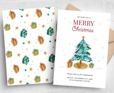 Simple Christmas Greetings Card (PSD, AI, Vector Formats)