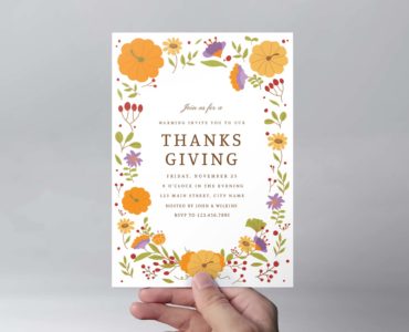Thanksgiving Greetings Card Invitation (PSD, AI, Vector Formats)