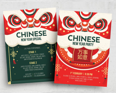 Chinese New Year Flyer Templates (PSD, AI, Vector Formats)