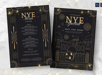 New Year's Eve Flyer & Menu Template (PSD, AI, Vector Formats)