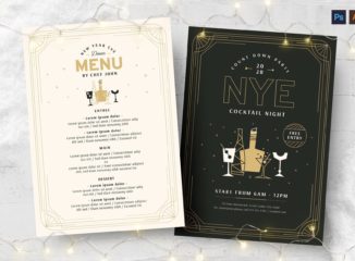 NYE Flyer & Cocktail Menu Templates (PSD, AI, Vector Formats)